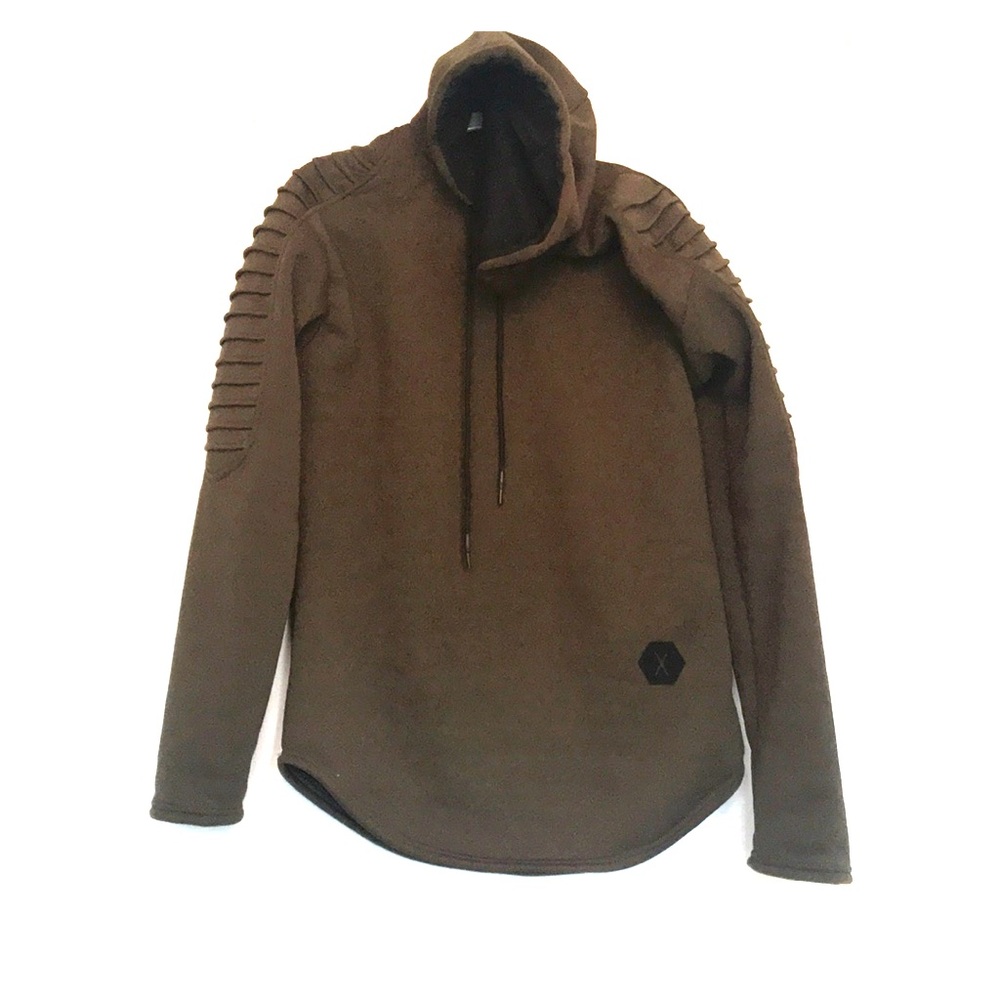 Solid Patch Detail Hoodie - Army Green